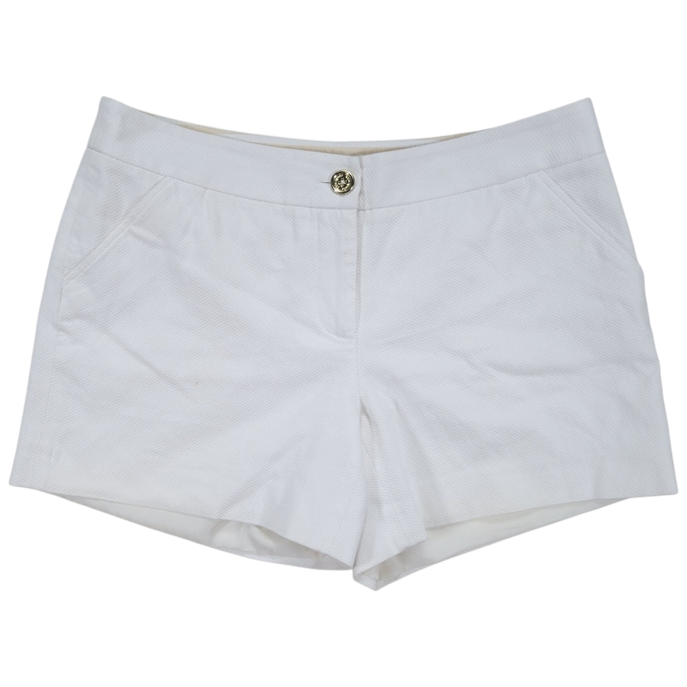 Kate Spade Shorts Womens 4 White Textured‎ Cotton Bow Preppy Chino Summer Casual